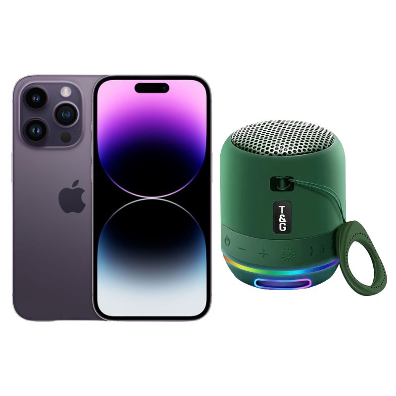 iPhone 14 Pro Max 256GB Morado E-SIM Reacondicionado Grado A + Mini Bocina