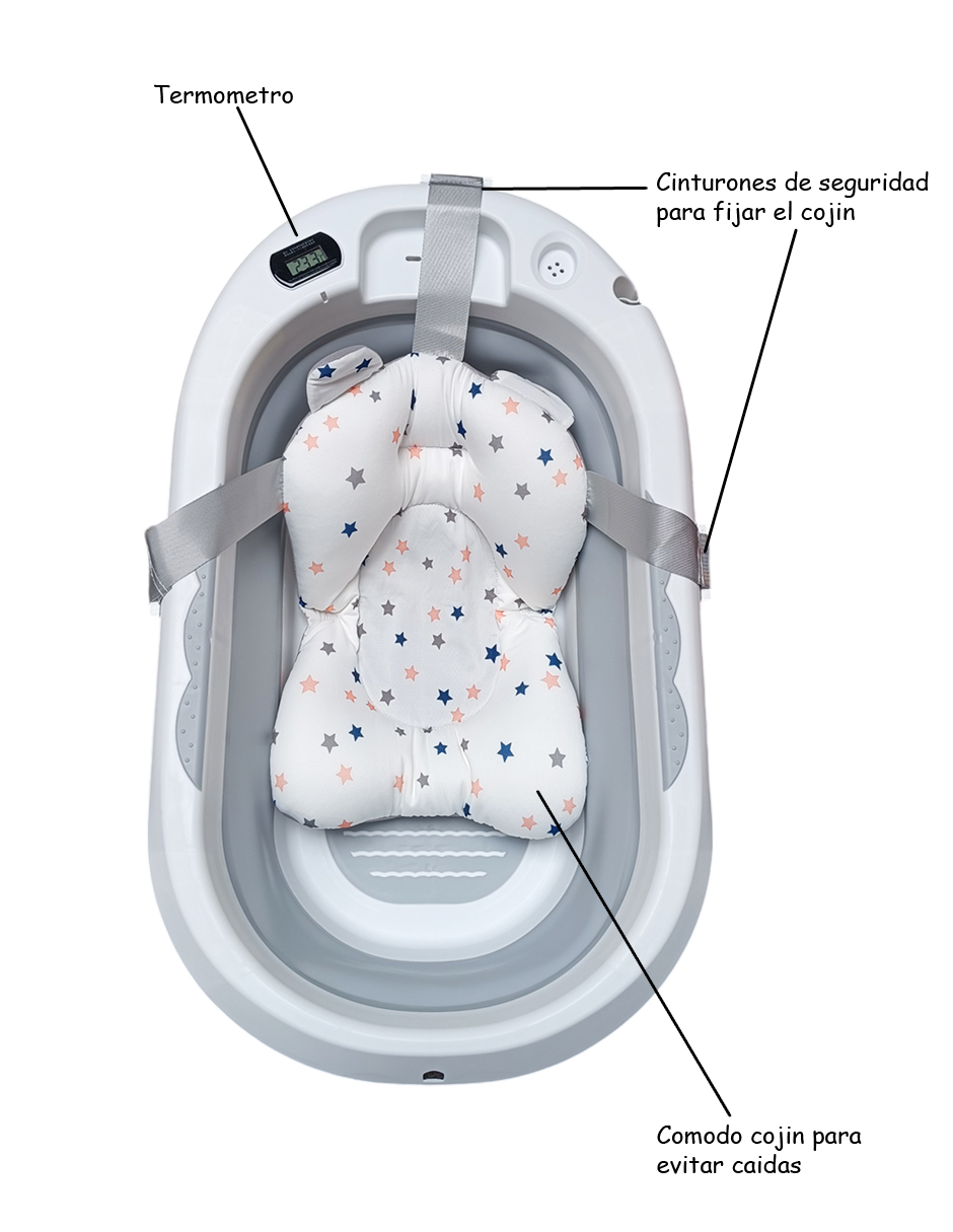 Bañera Tina De Baño Para Bebe Plegable Portátil con Cojín
