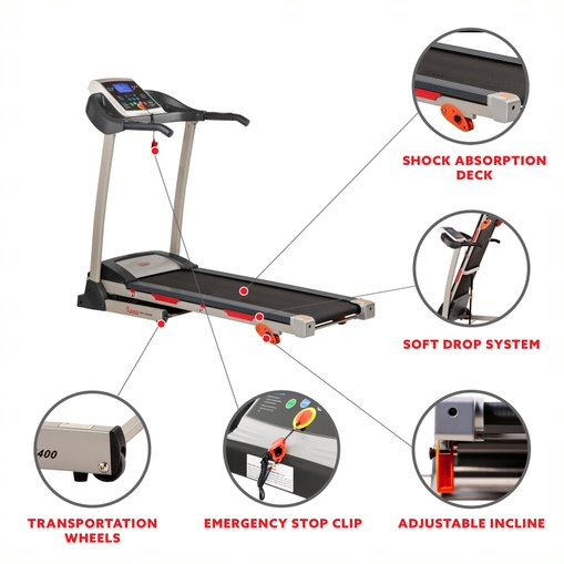 Cinta de Correr Inclinada Plegable Premium Sunny Health & Fitness 