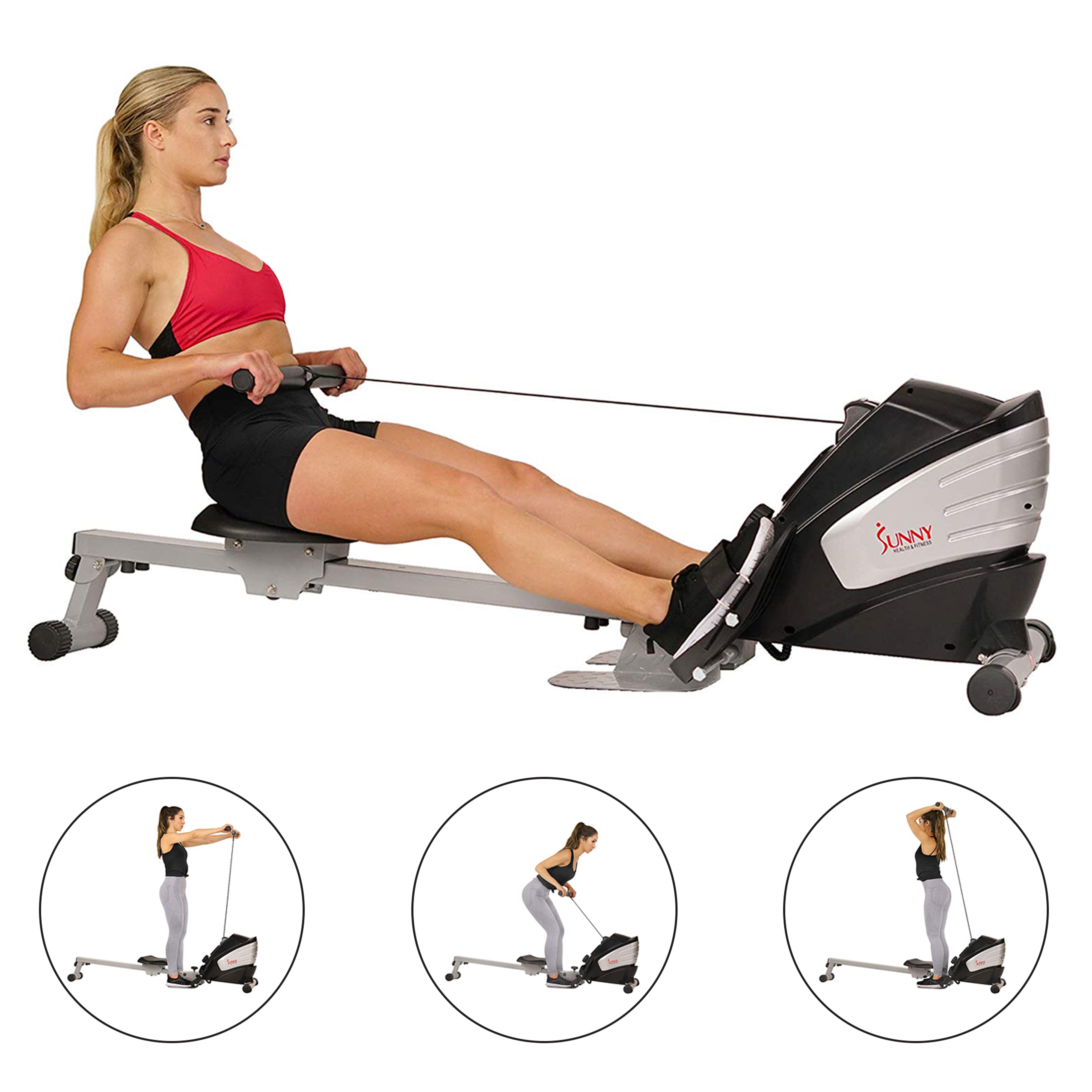 Máquina de Remo Magnética con Función Doble Remadora  Sunny Health & Fitness