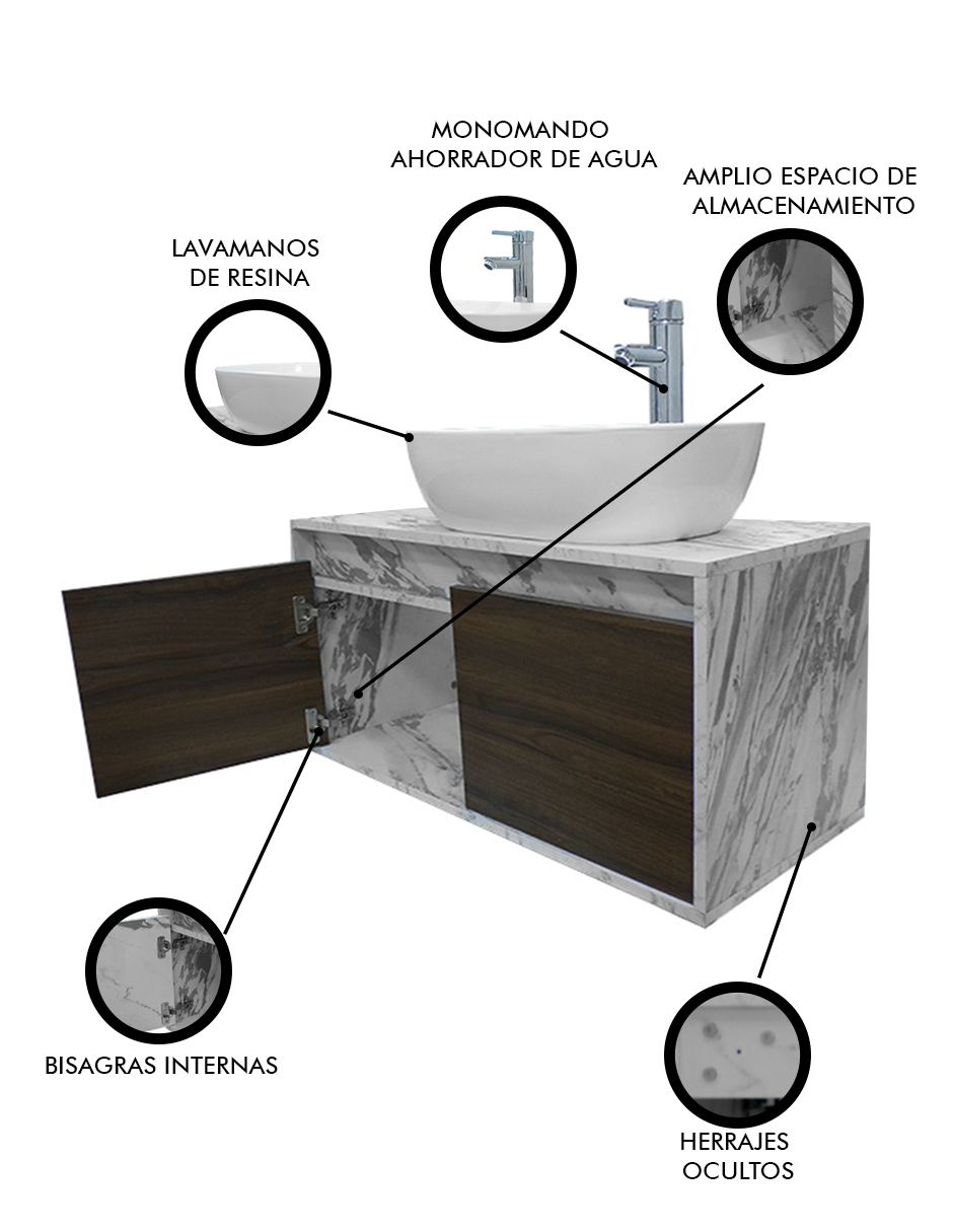 Gabinete Para Baño SIMONE Con Lavamanos Minimalista