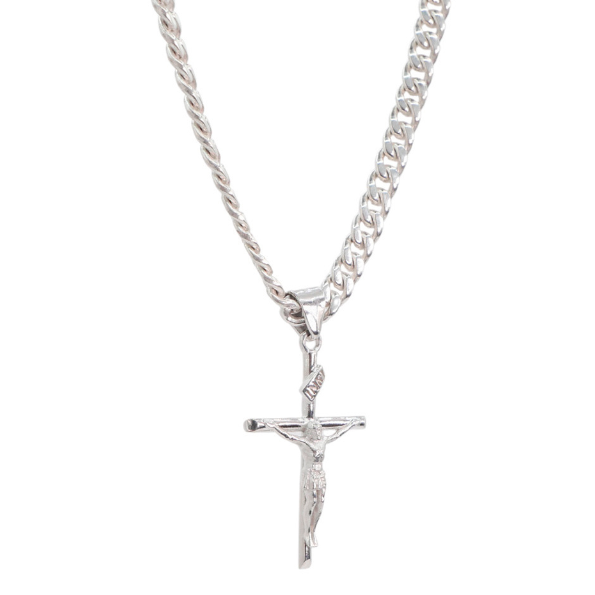 Cadena collar cristo Plata .925 hombre barbada