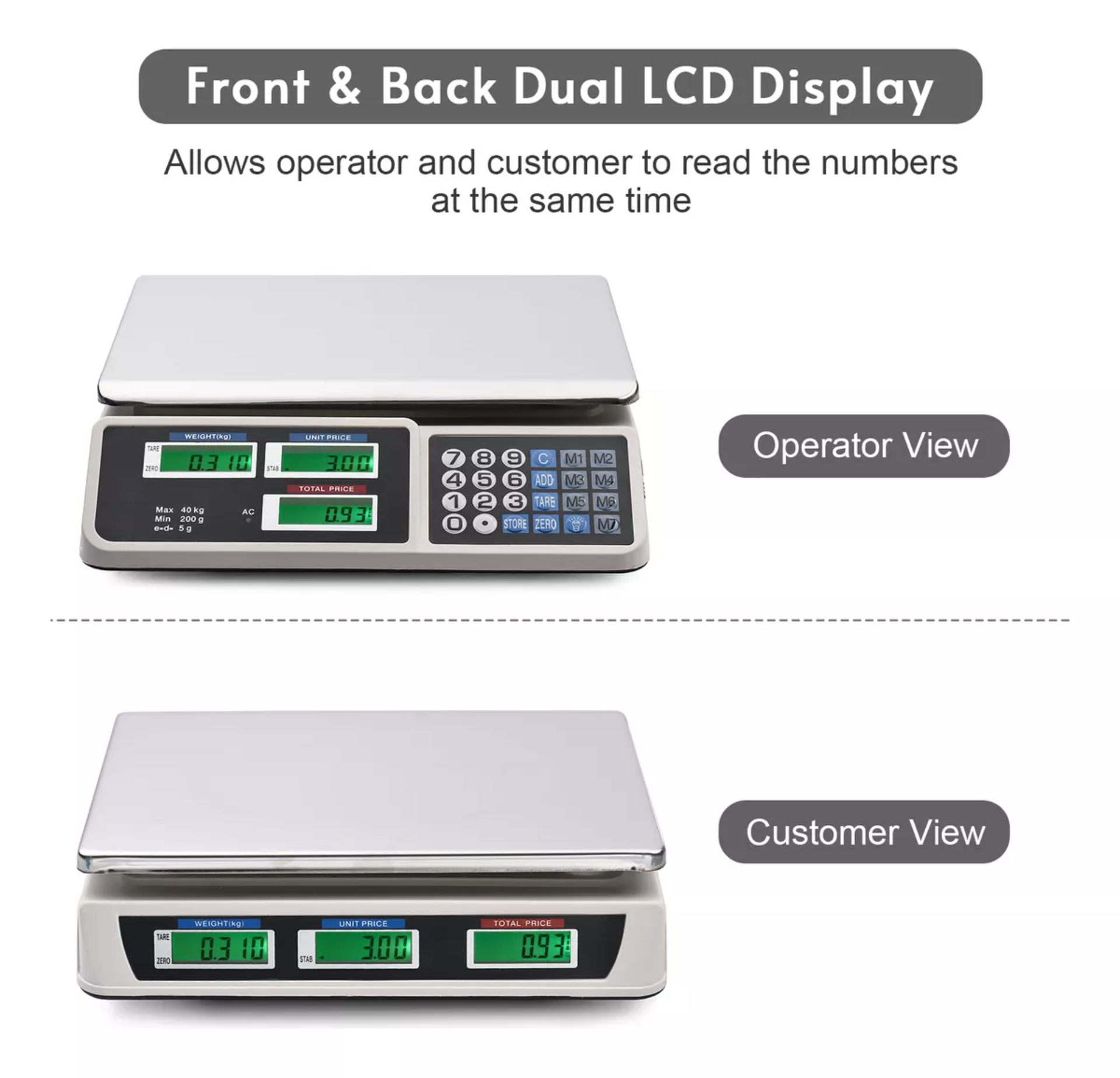 Báscula Digital Comercial De Escritorio 200g-40kg