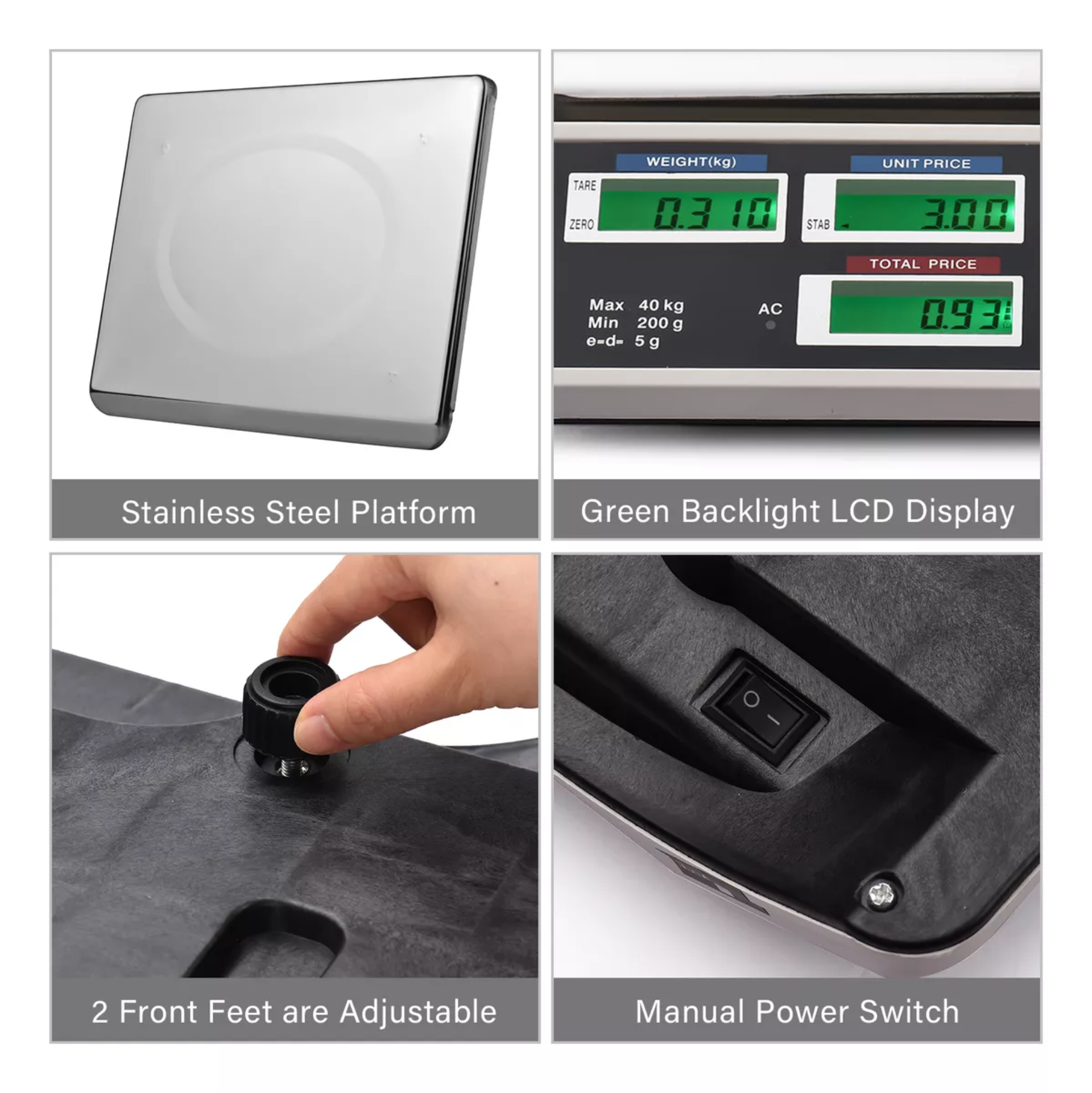 Báscula Digital Comercial De Escritorio 200g-40kg