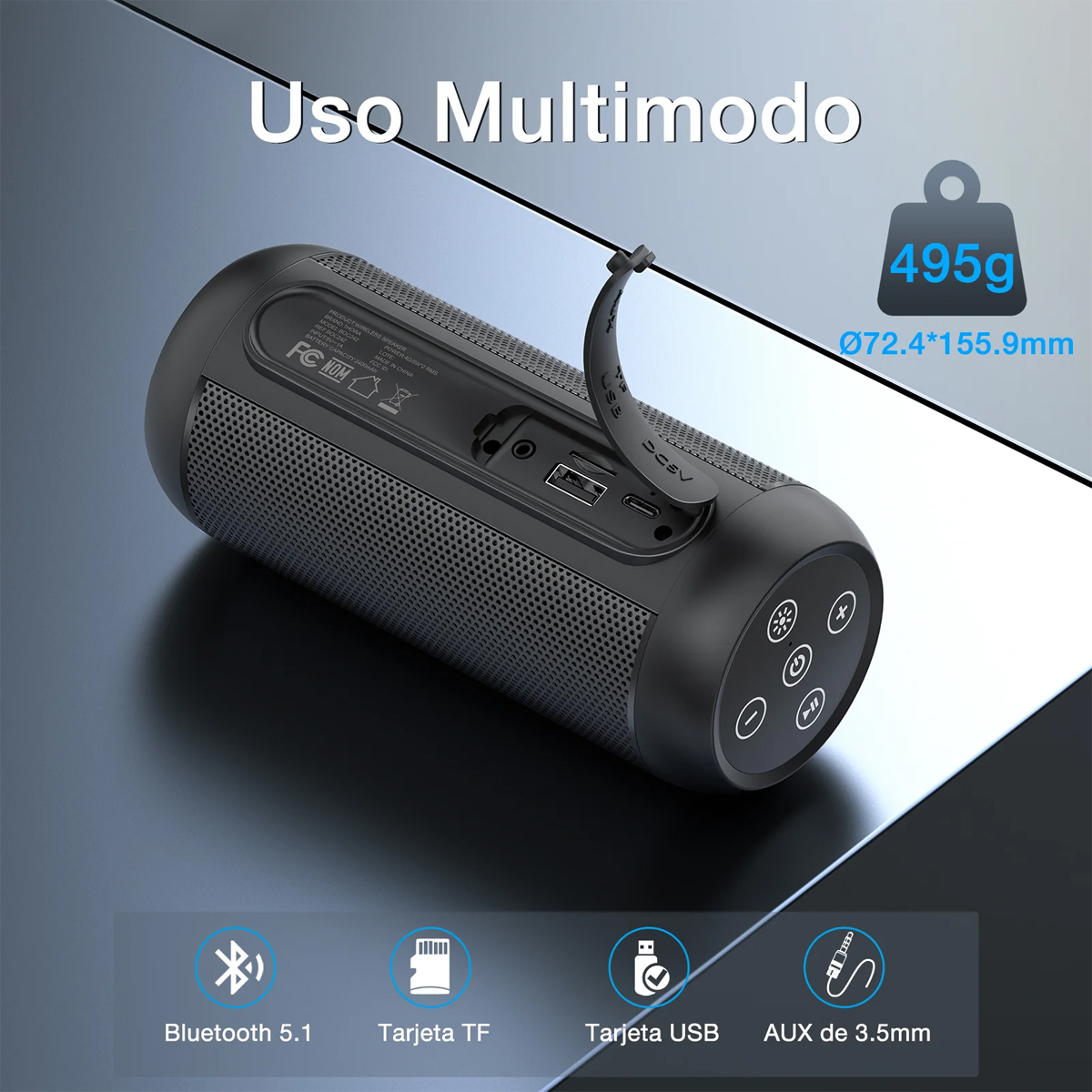 Bocina Bluetooth Speaker Altavoz Inalámbrico Portátil Con Led Rgb