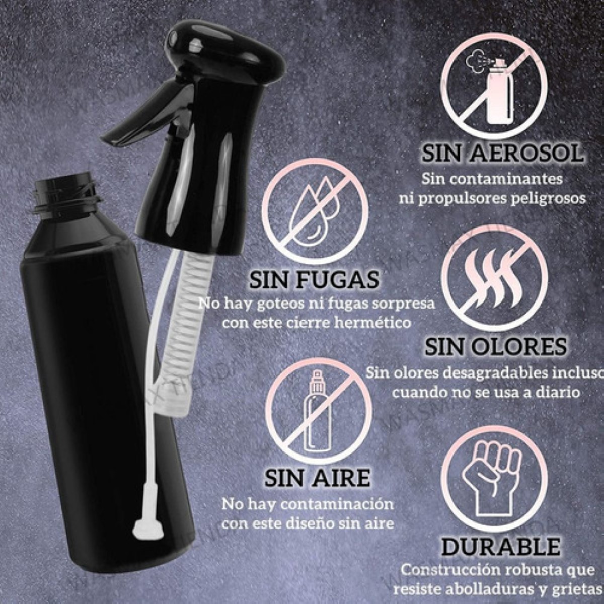 Botella Spray Atomizador De Alta Presión Peluquería,300 Ml 3 pzs negro