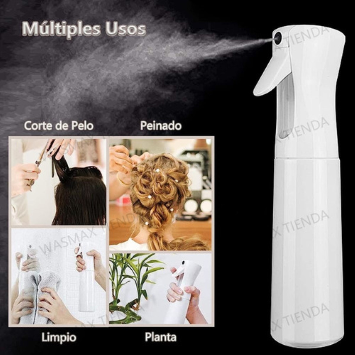 Botella Spray Atomizador De Alta Presión Peluquería 300 Ml 3 pzs blanco