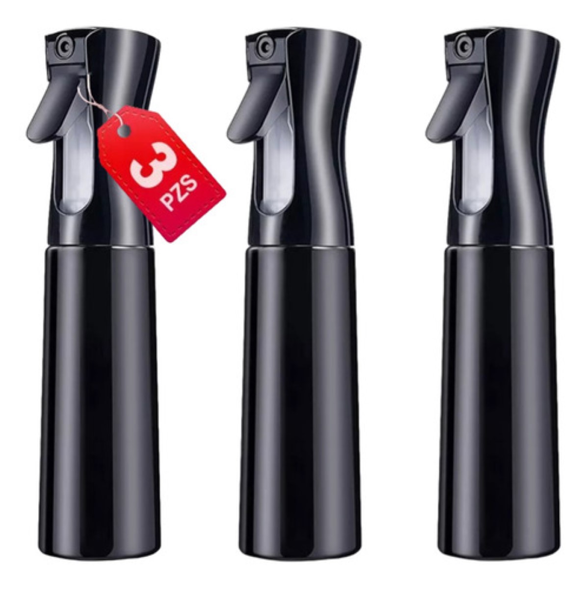 Botella Spray Atomizador De Alta Presión Peluquería,300 Ml 3 pzs negro