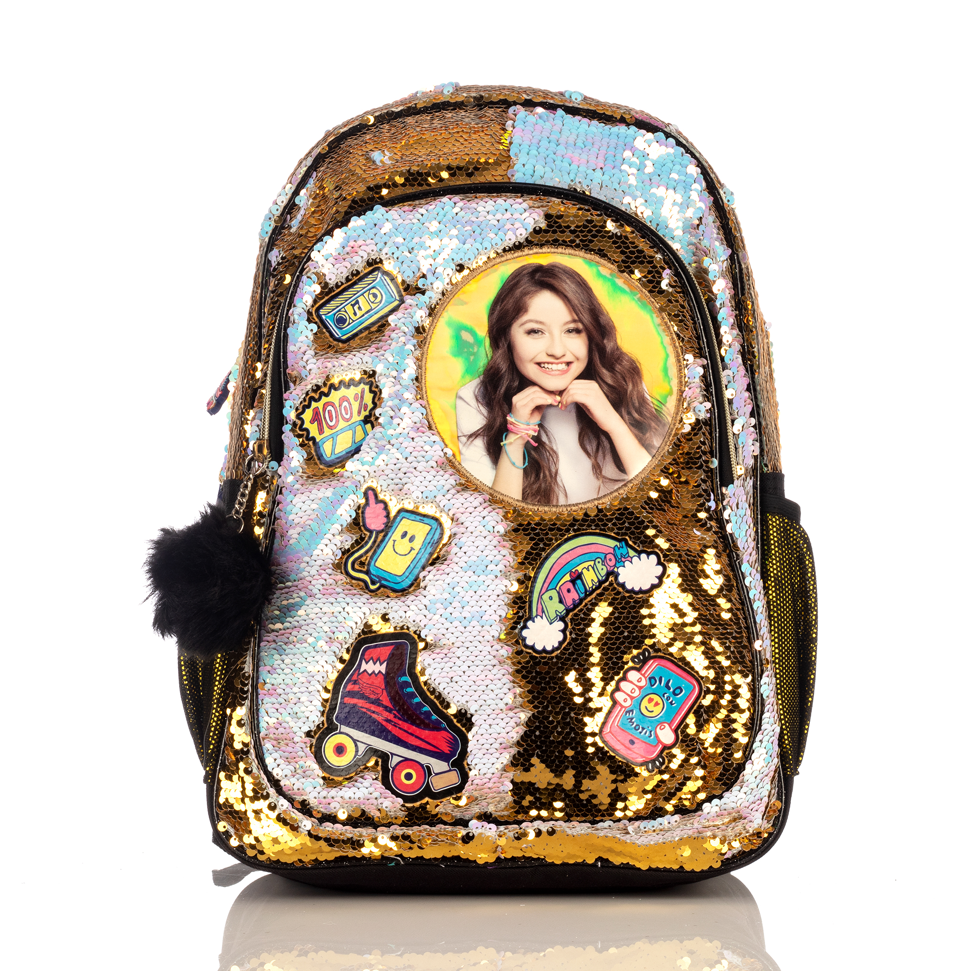 Mochila Escolar Rainbow 1198 Lentejuelas