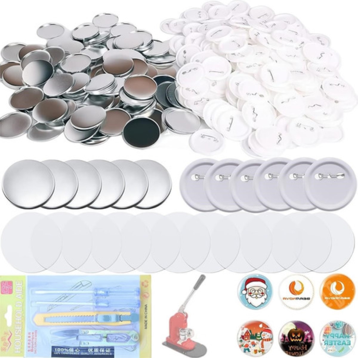 Fotoboton Llavero Herrajes Pin Publicidad + tijera 200 pcs 58mm 