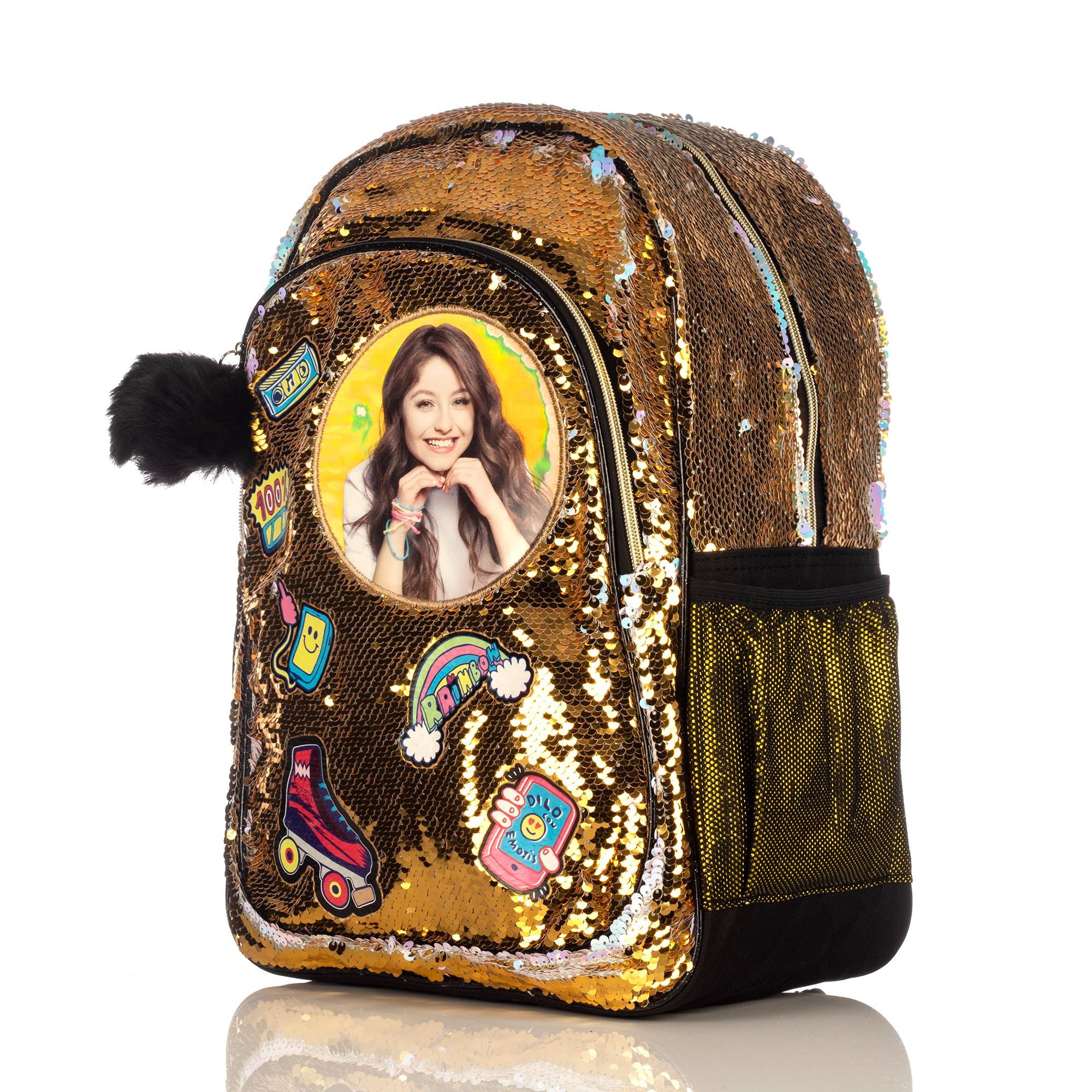Mochila Escolar Rainbow 1198 Lentejuelas