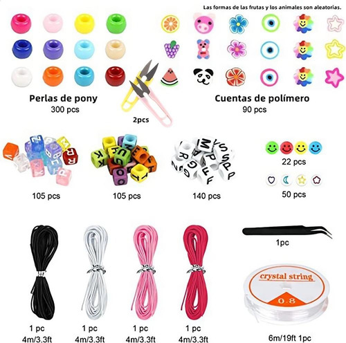 Kit Para Hacer Pulseras Niña De Bricolaje Cuentas Del Letras colores 