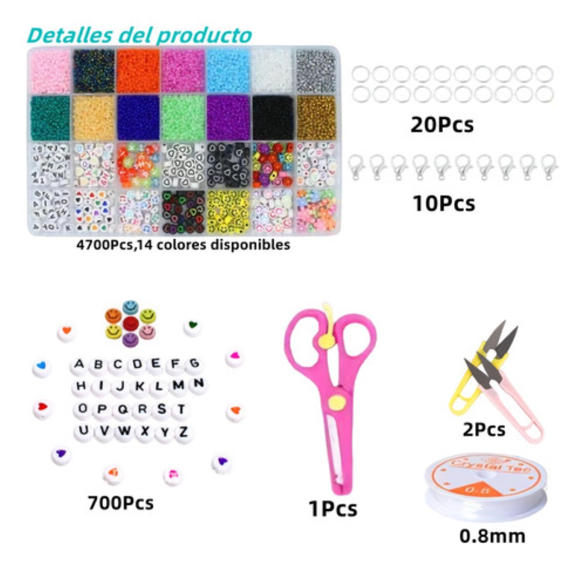 Cuentas Hacer Pulseras Letras Acrílico Bisuteria Chaquiras 