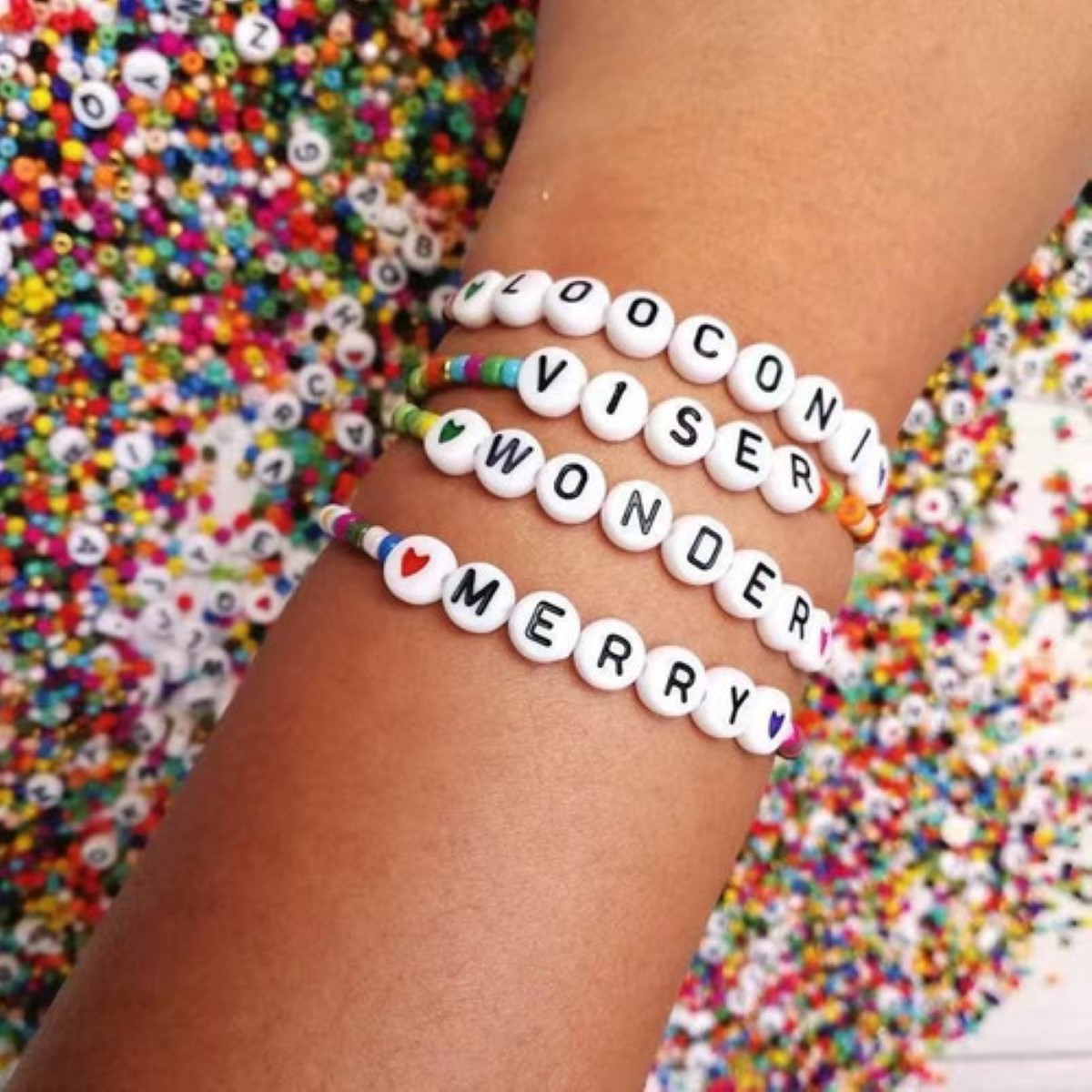 Cuentas Hacer Pulseras Letras Acrílico Bisuteria Chaquiras 