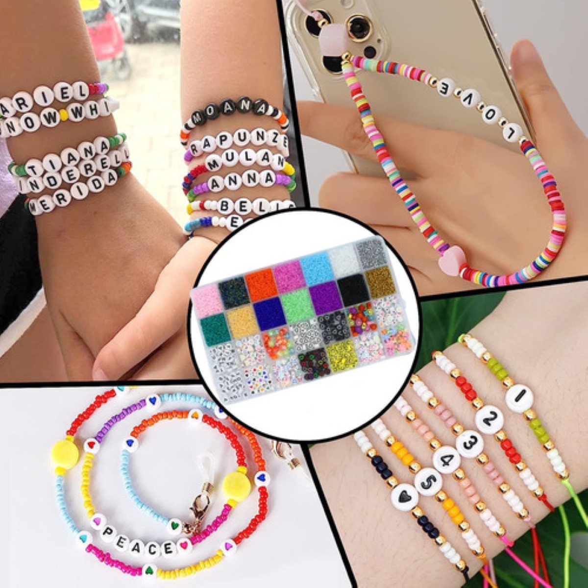 Cuentas Hacer Pulseras Letras Acrílico Bisuteria Chaquiras 