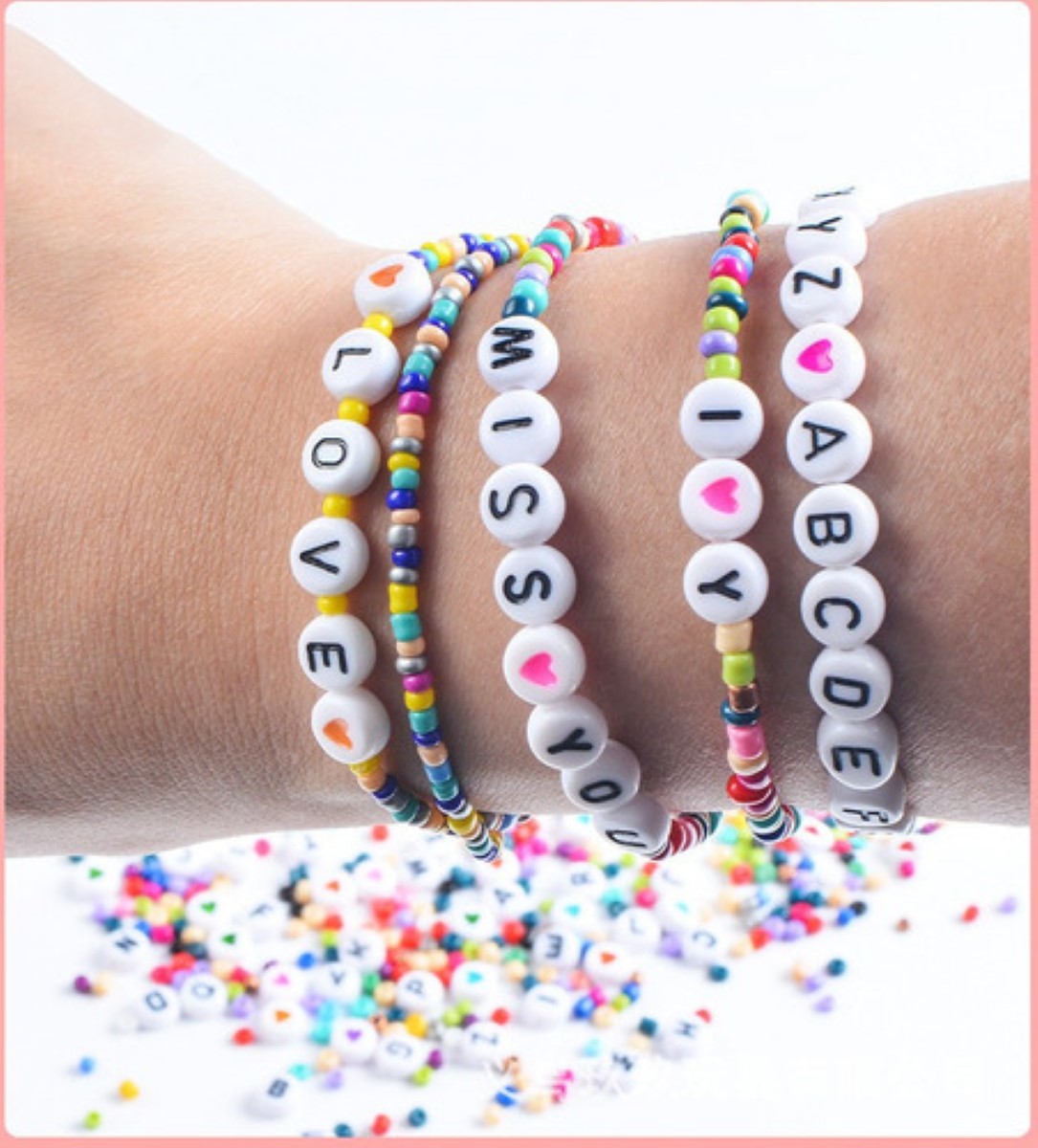 Cuentas Hacer Pulseras Letras Acrílico Bisuteria Chaquiras 