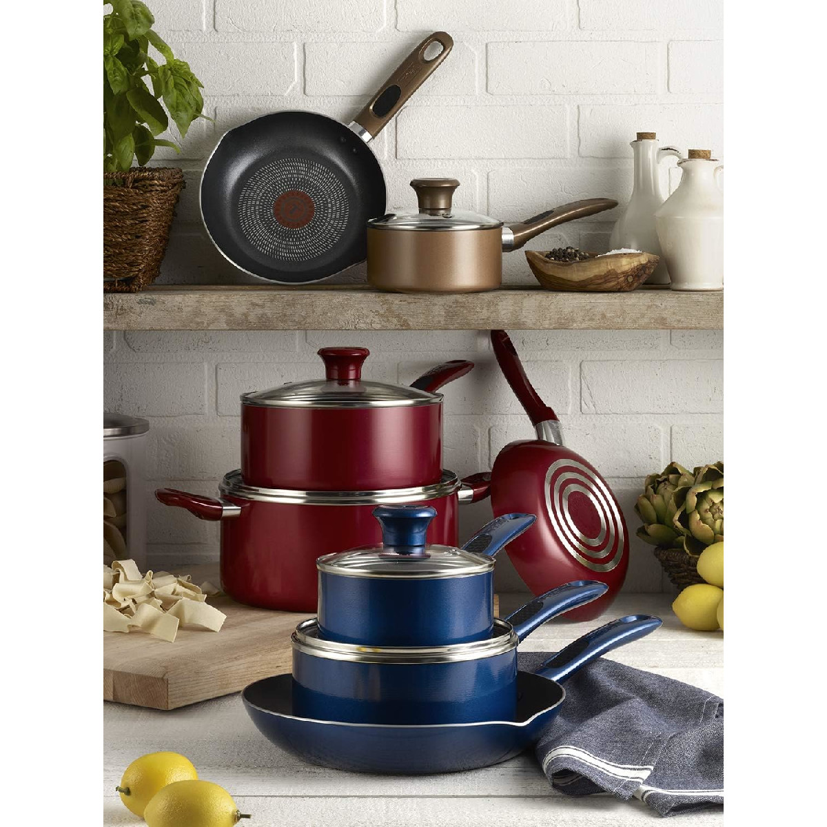 Batería de Cocina T-Fal 14 Piezas Excite Antiadherente rojo