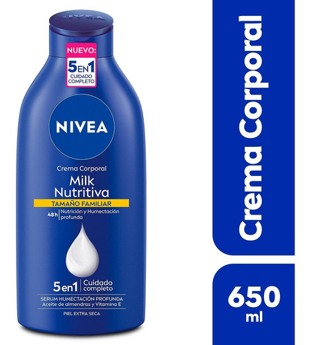 Crema corporal NIVEA Milk Nutritiva piel extra seca 650ml TEST NO COMPRAR