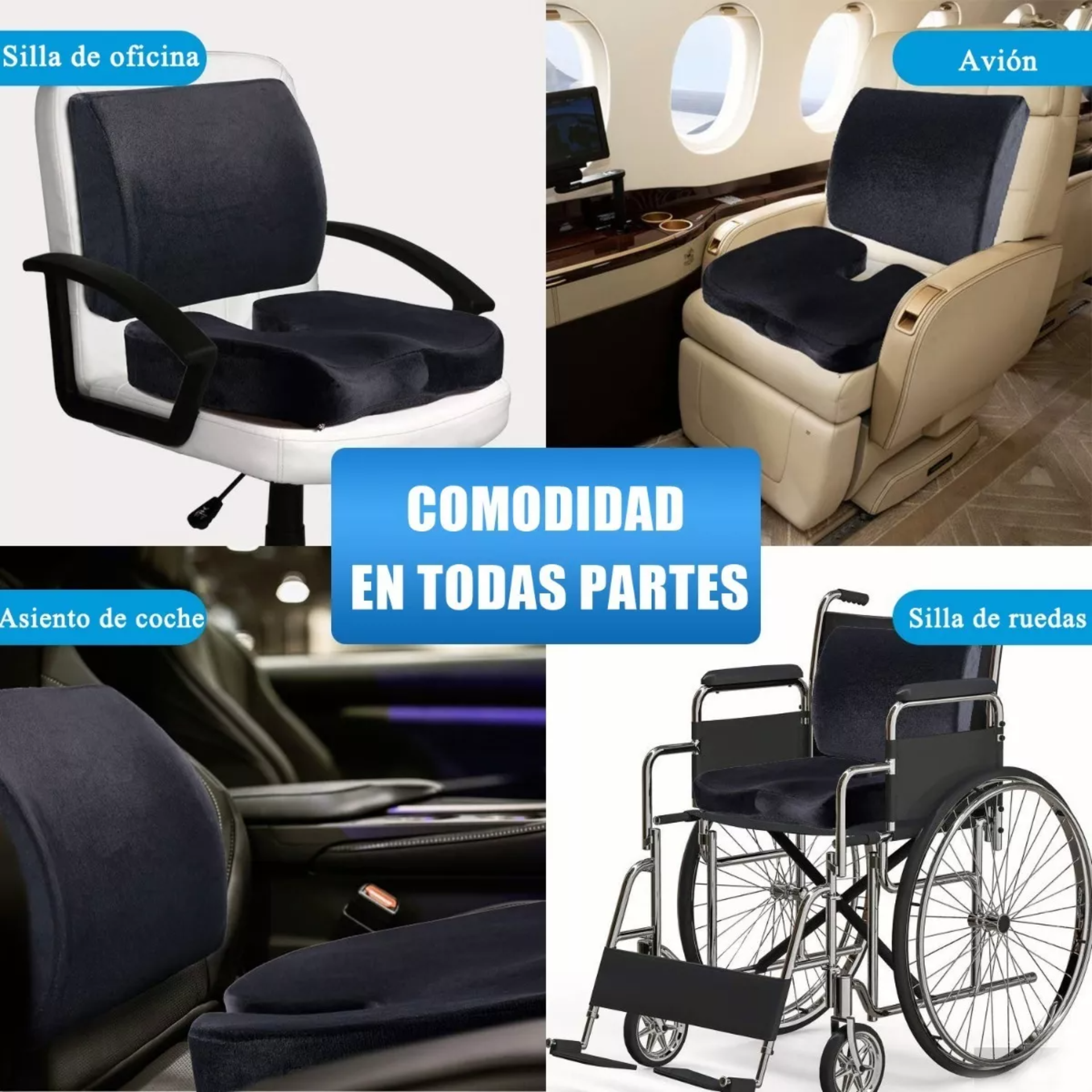 Cojín Del Asiento Y Almohada Lumbar Kit Espuma De Memoria