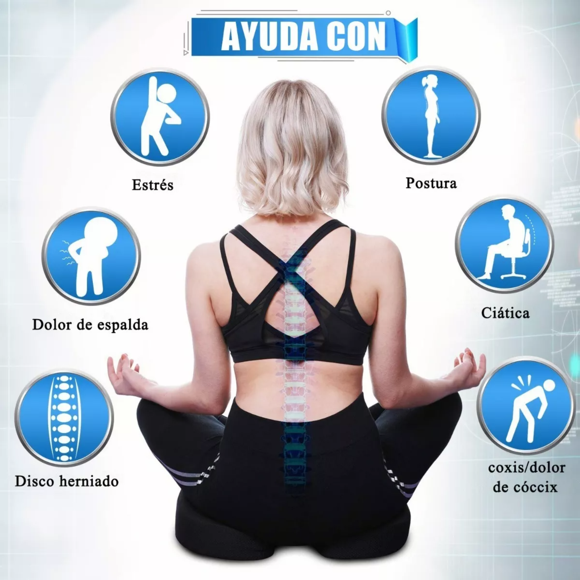 Cojín Del Asiento Y Almohada Lumbar Kit Espuma De Memoria