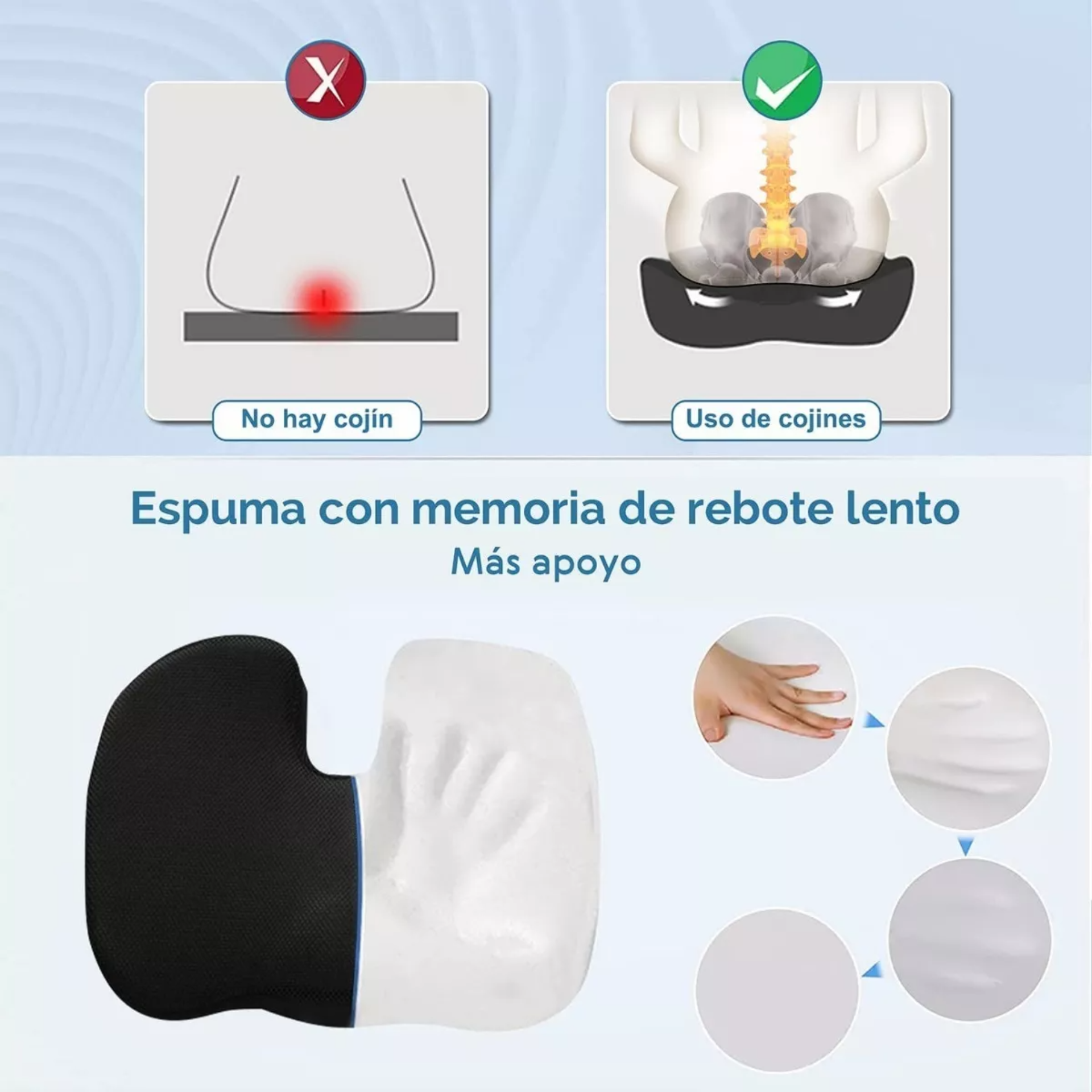 Cojín Del Asiento Y Almohada Lumbar Kit Espuma De Memoria