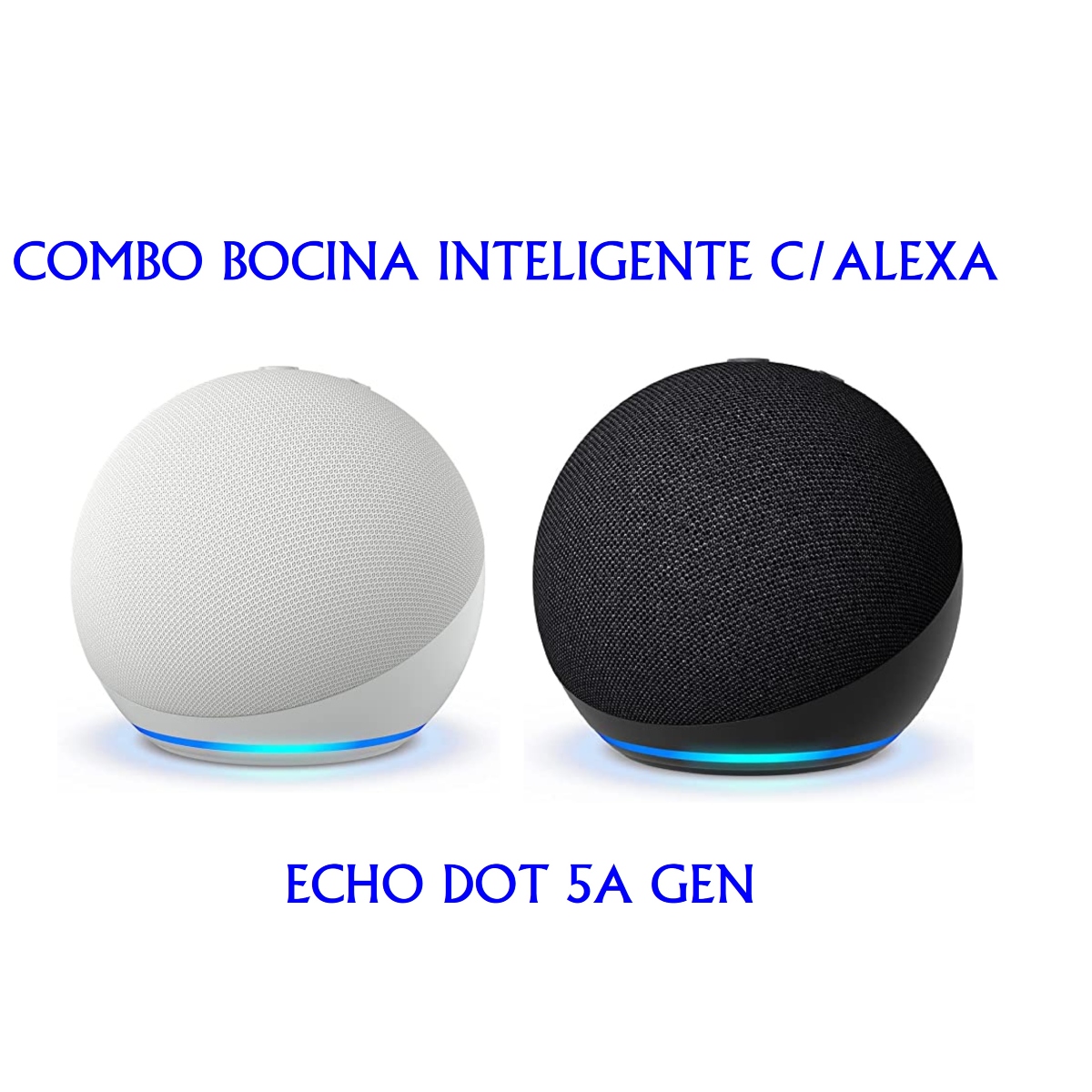 Combo Bocina Inteligente C/ Alexa ECHO DOT 5A GEN Blanca + Negro ENDY2*