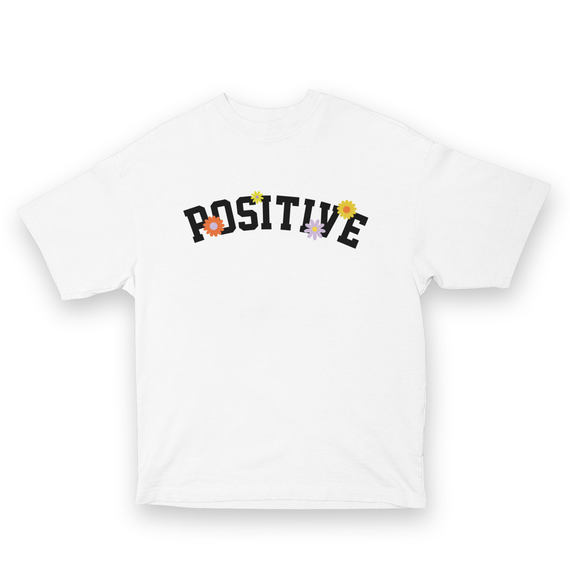 Playera Oversize de Manga Corta Unisex con Diseño de Positive Blanca Cómoda y de Alta Calidad