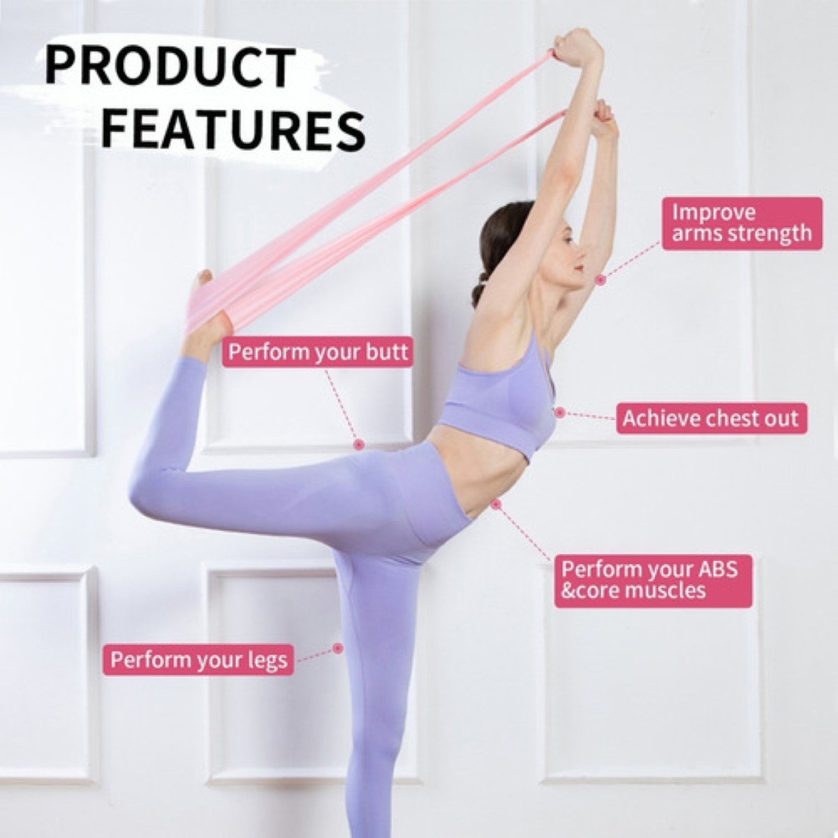 Bandas Elásticas De Resistencia Ejercicio Fitness Yoga 3 pcs rosa, azul, morado