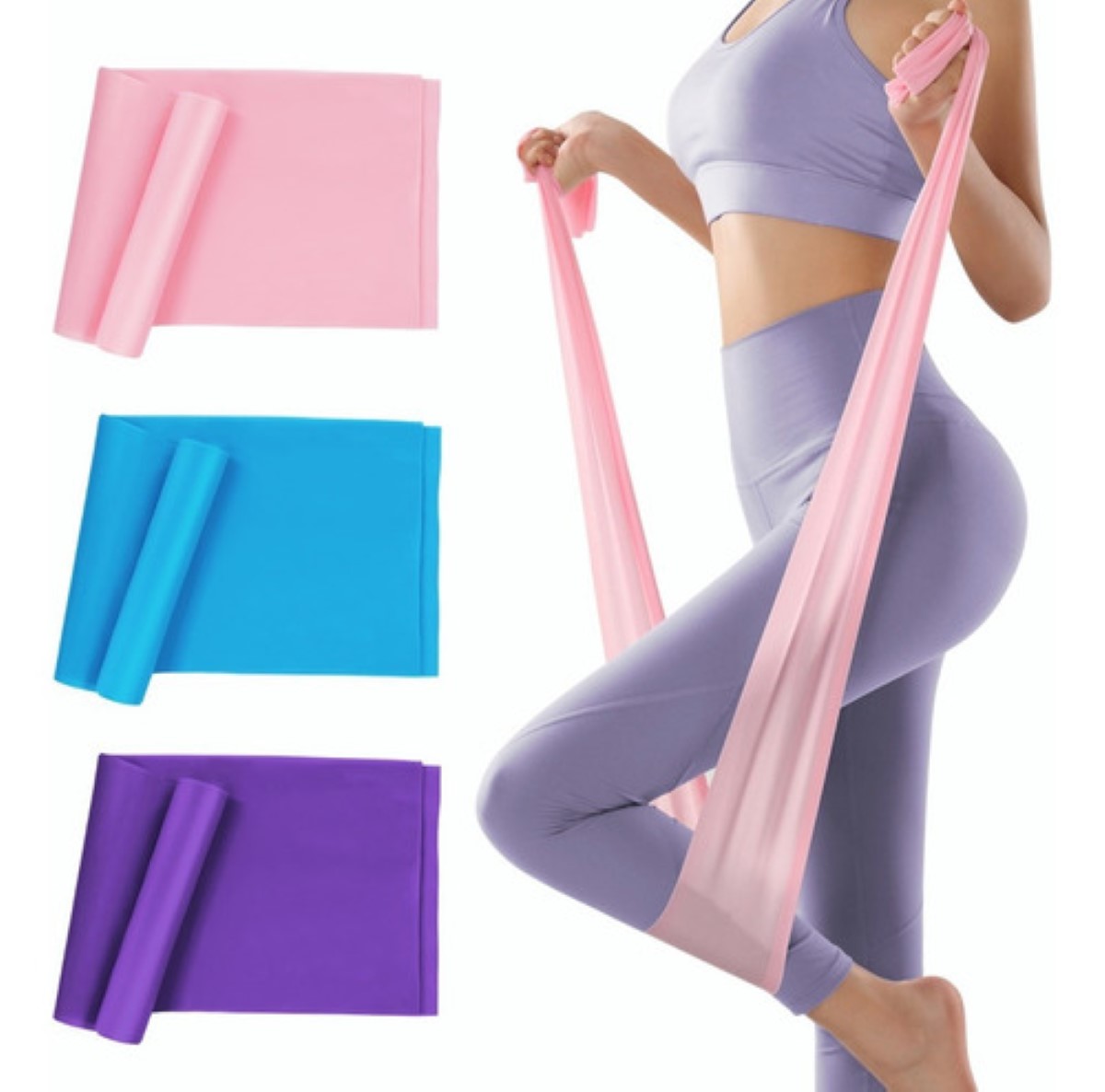 Bandas Elásticas De Resistencia Ejercicio Fitness Yoga 3 pcs rosa, azul, morado
