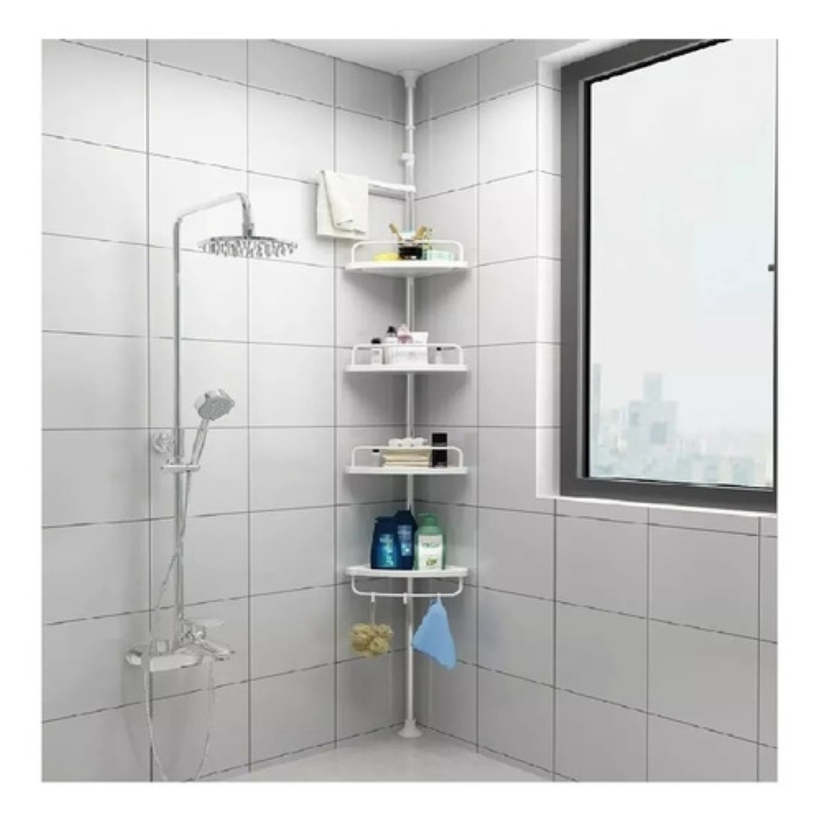 Esquinero Para Baño Organizador Para Regadera Con 4 Niveles blanco