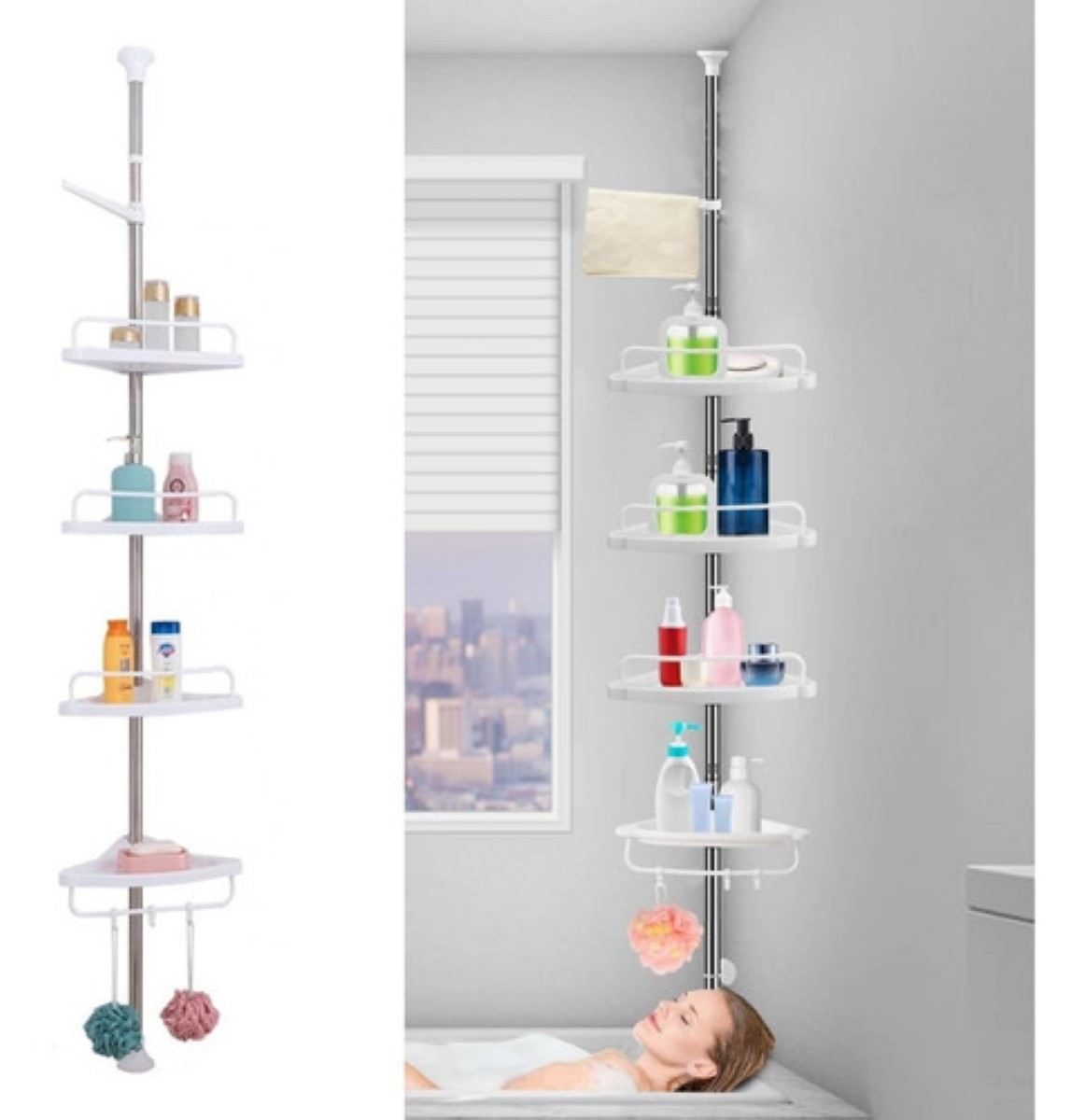 Esquinero Para Baño Organizador Para Regadera Con 4 Niveles blanco