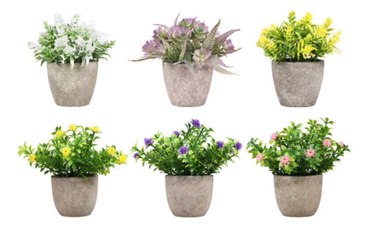 Plantas Artificiales Decorativas Simuladas Hogar 6 piezas gris