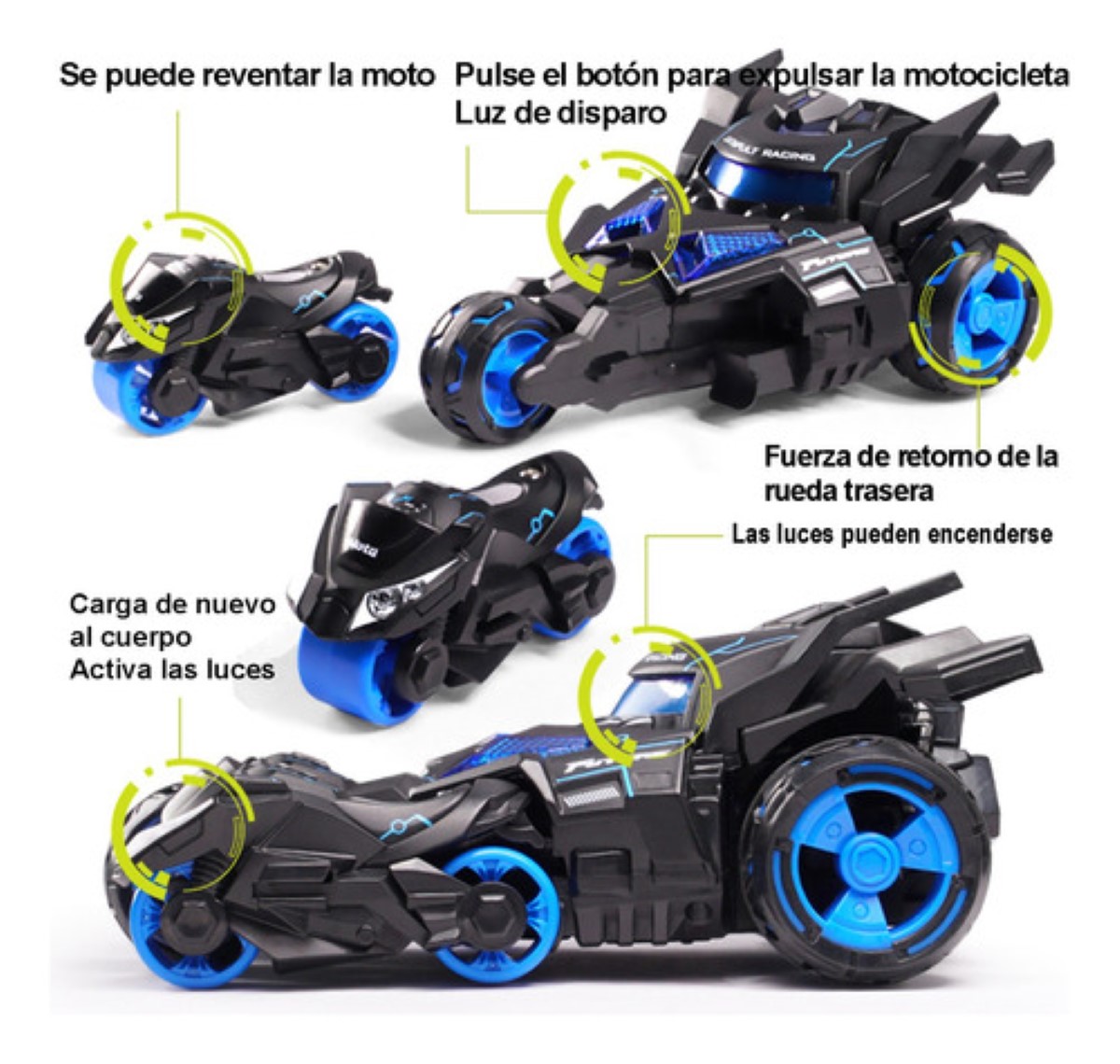 Juguete Coche Con Luz Música 3 En 1 Catapulta Carro Niño negro azul