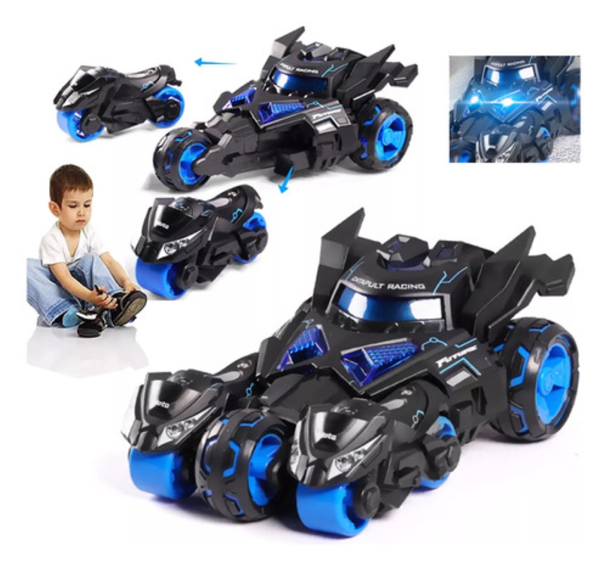 Juguete Coche Con Luz Música 3 En 1 Catapulta Carro Niño negro azul