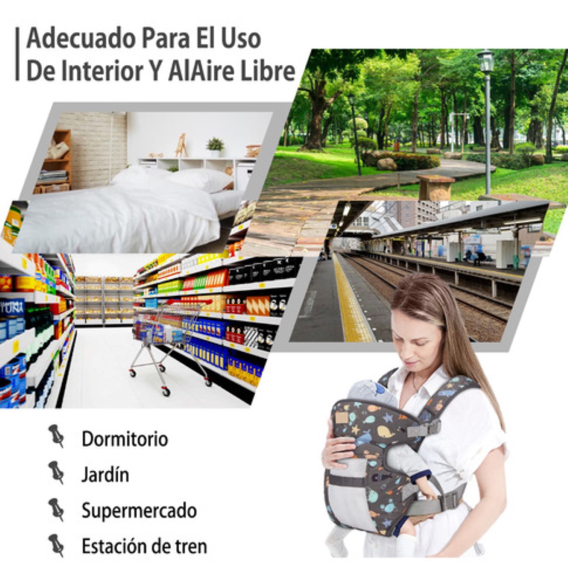 Cangurera para Bebes Mochila Ergonomica Multifuncional Color Gris