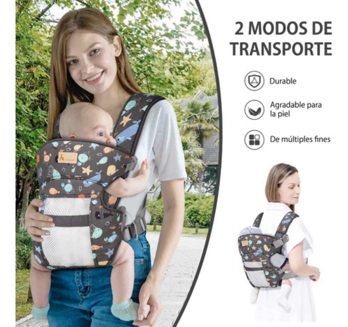 Cangurera para Bebes Mochila Ergonomica Multifuncional Color Gris