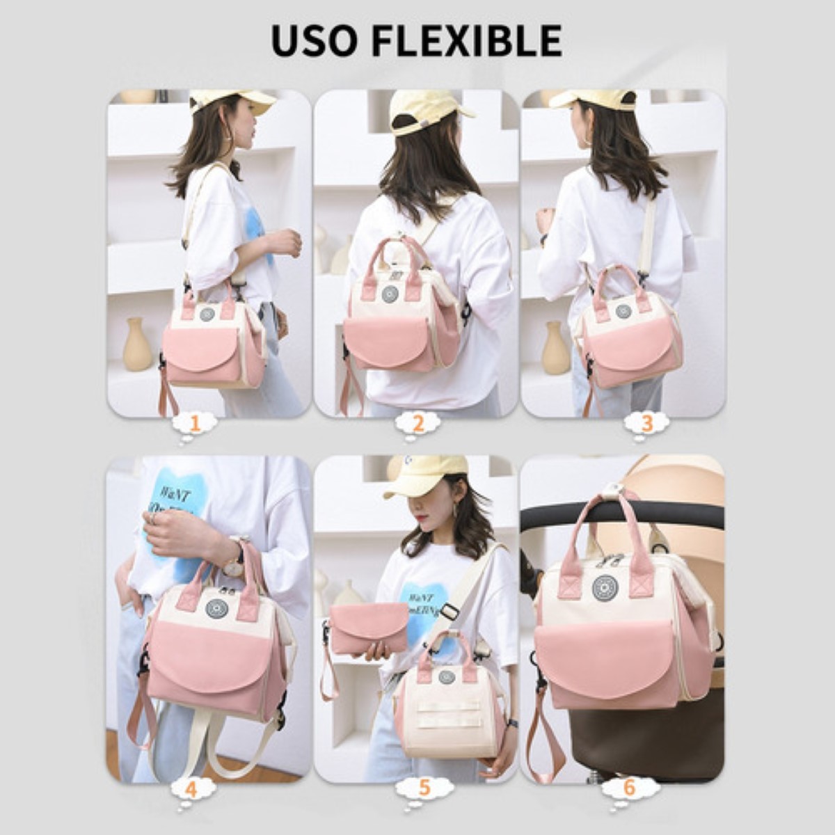 Pañaleras Moderna Multifuncional Mochila verde con blanco