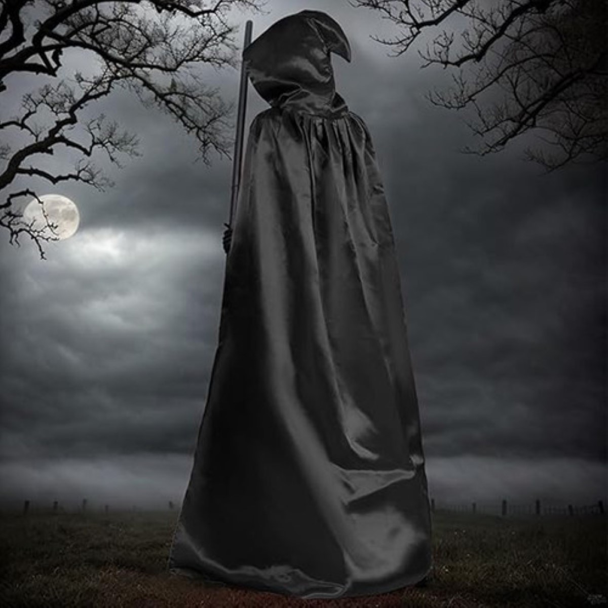 Halloween Capa Con Capucha Bata Disfraces De Cosplay Mago altura para 140-180cm negro