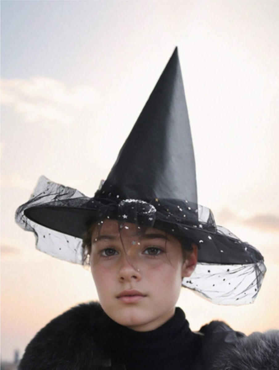 Sombrero Bruja De Halloween Velo Cosplay Accesorios Disfraz negro