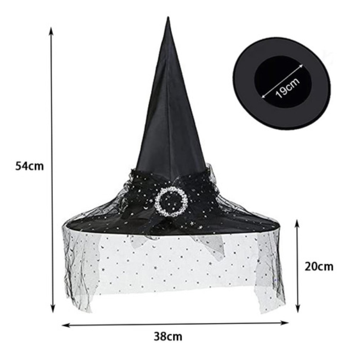 Sombrero Bruja De Halloween Velo Cosplay Accesorios Disfraz negro