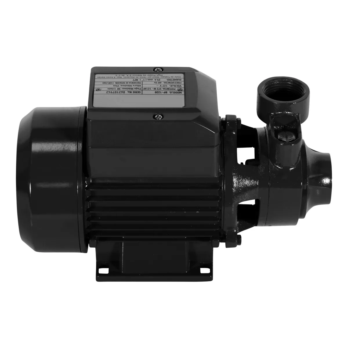 Bomba De Agua Periférica 1/2 Hp Bp-1220 Frecuencia 127v/160Hdz