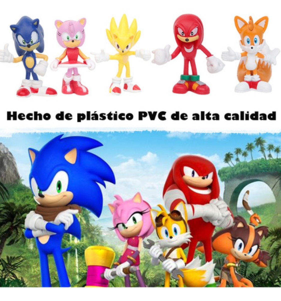 Sonic Tails Knuckles Eggman Amy Rose Figuras Juego 12 pcs multicolor
