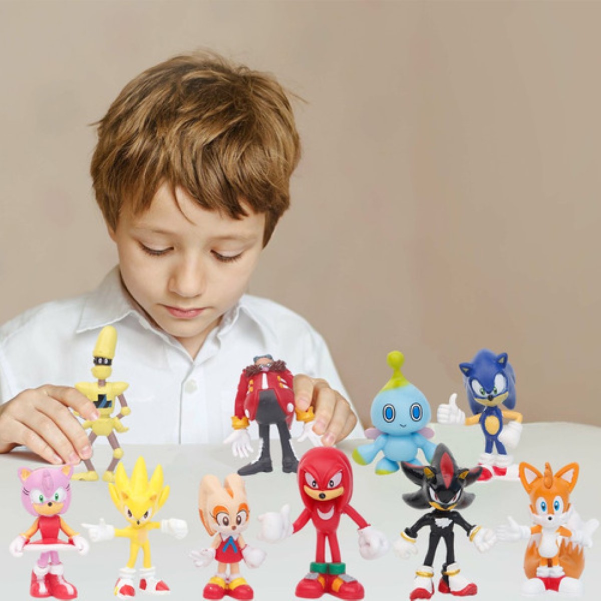 Sonic Tails Knuckles Eggman Amy Rose Figuras Juego 12 pcs multicolor