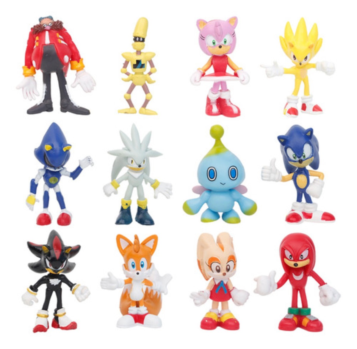 Sonic Tails Knuckles Eggman Amy Rose Figuras Juego 12 pcs multicolor