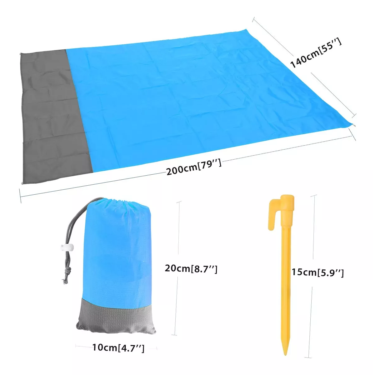 Tapete De Picnic Impermeable Acampar Playa Manta 210x200cm Azul
