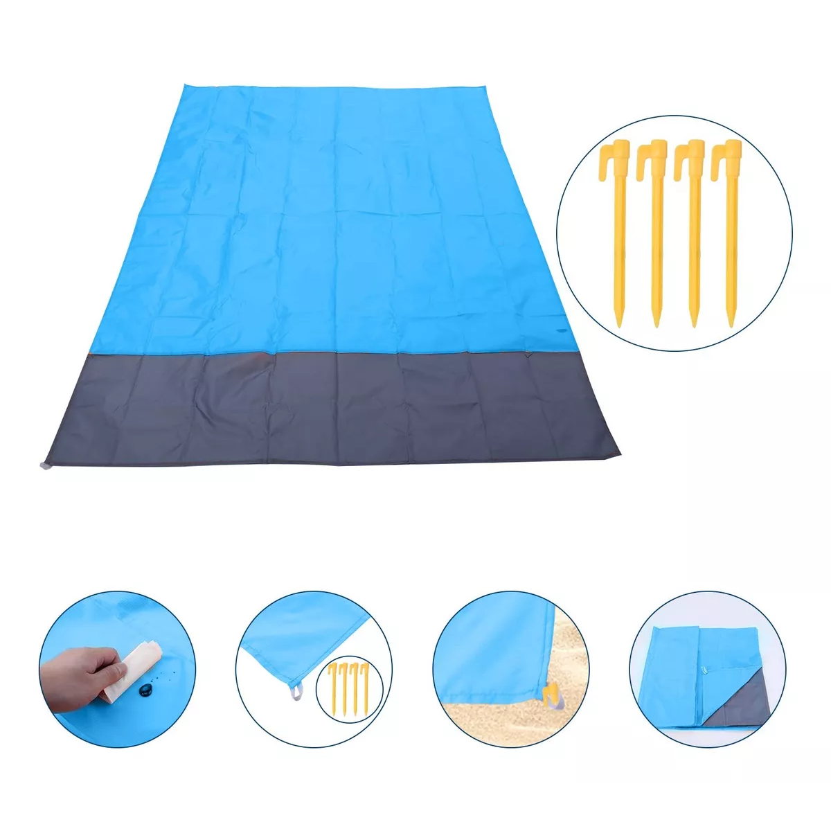 Tapete De Picnic Impermeable Acampar Playa Manta 210x200cm Azul
