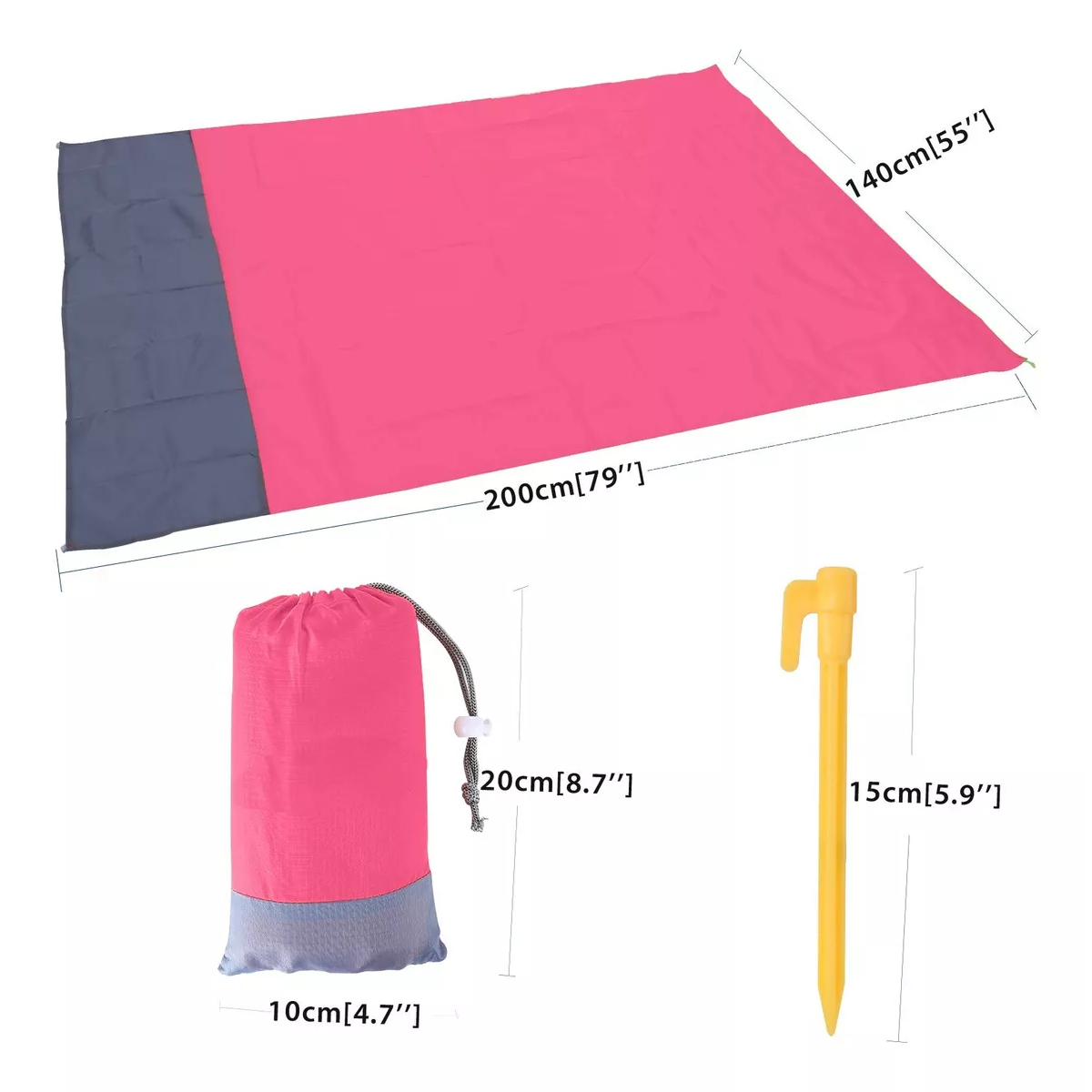 Tapete De Picnic Impermeable Acampar Playa Manta 210x200cm Rosa