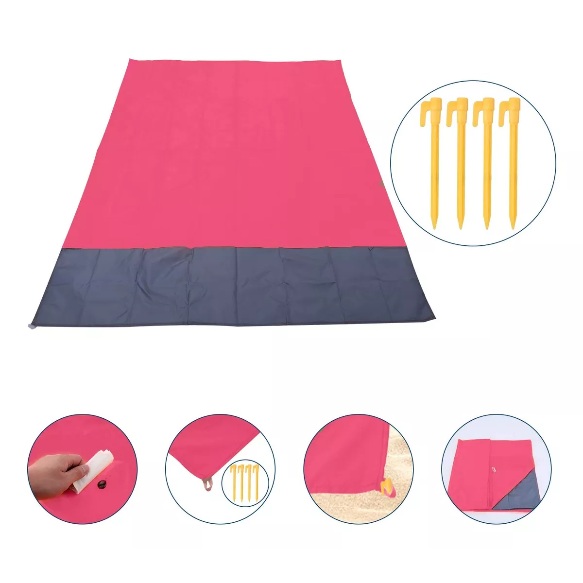 Tapete De Picnic Impermeable Acampar Playa Manta 210x200cm Rosa