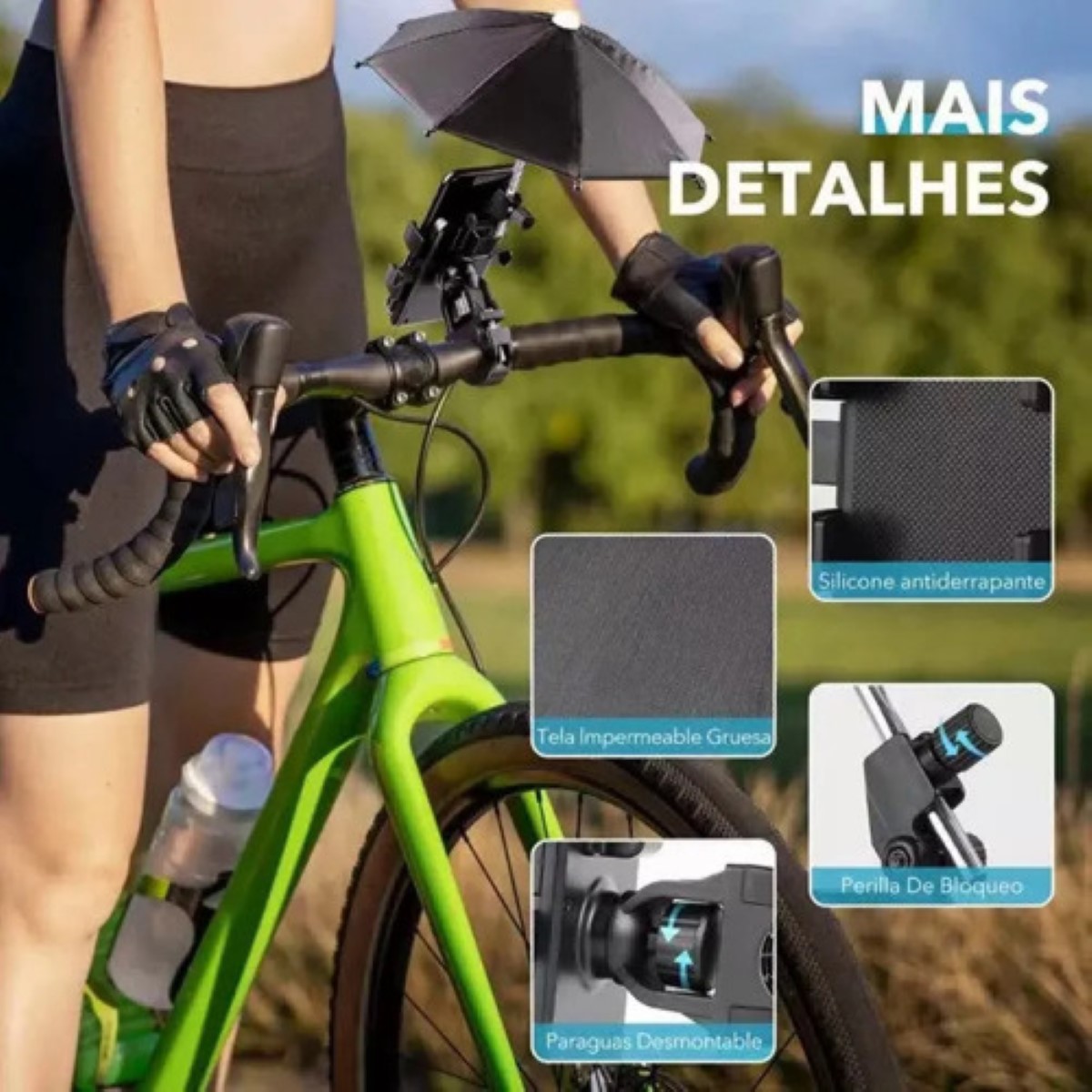 Soporte Celular Moto/bicicleta Con Base Paraguas Impermeable negro