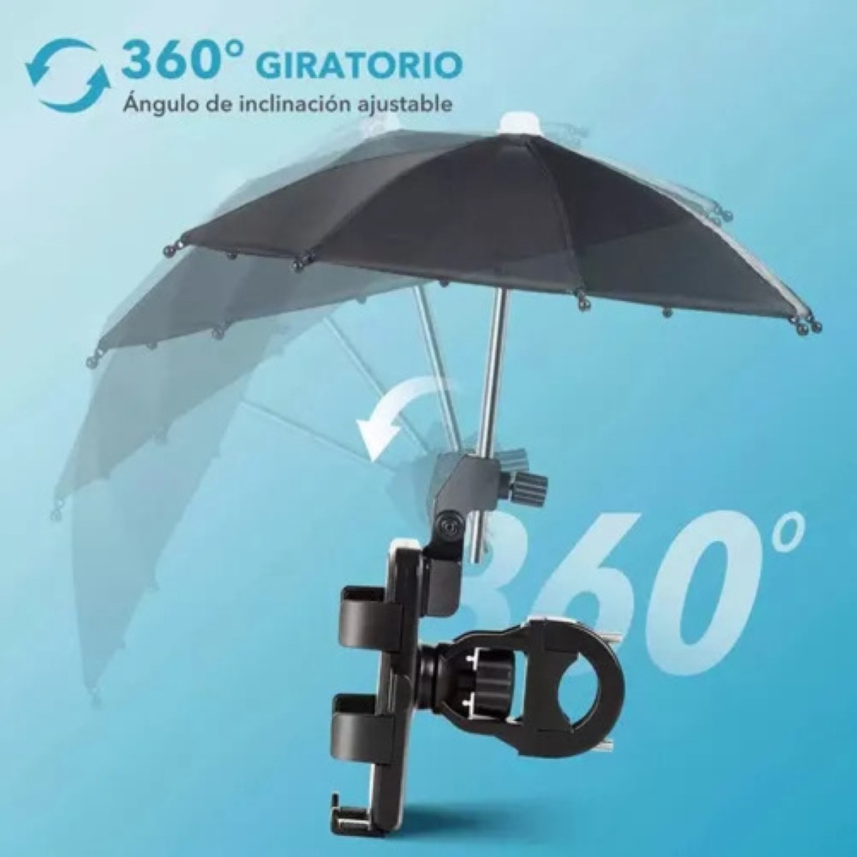 Soporte Celular Moto/bicicleta Con Base Paraguas Impermeable negro